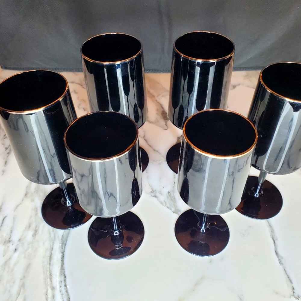 Lenox Venture Black Platinum Pattern Black Water Goblets | Set of 4 | Set of 2